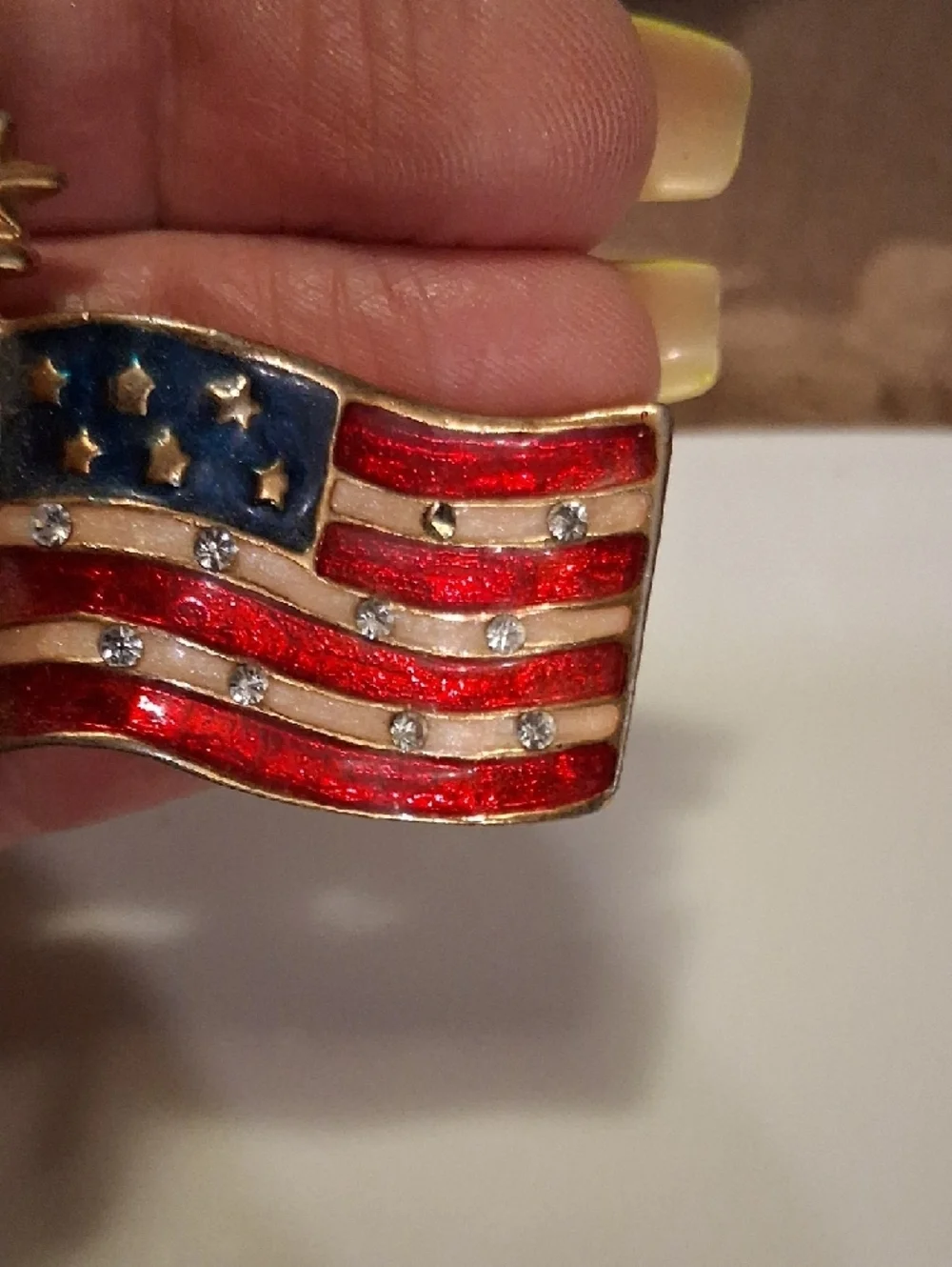 Patriotic Red, White & Blue Enamel Flag Brooch - Women Jewelry Brooches